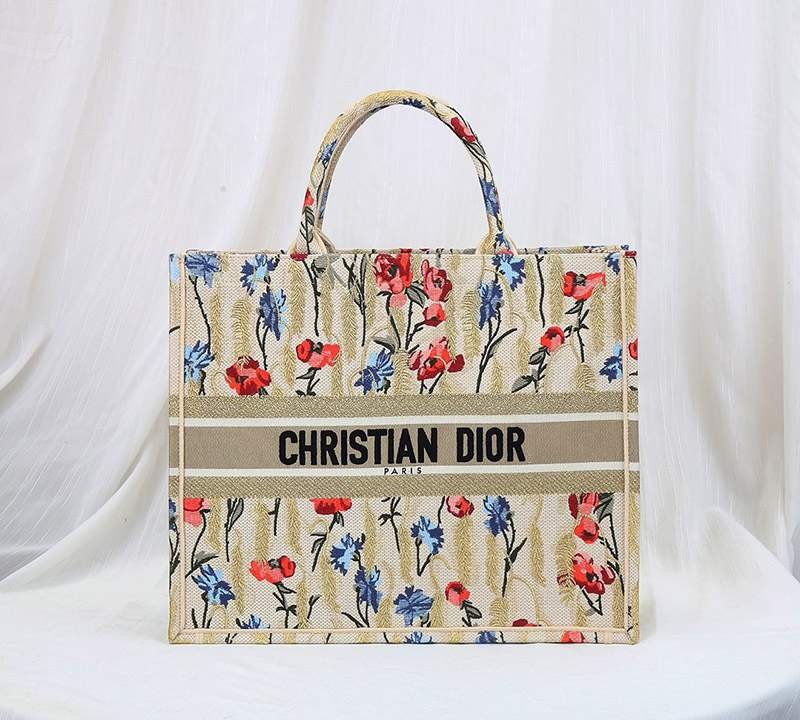 Extremely rare! Dior copy book tote with hibiscus embroidery in two sizes den85817