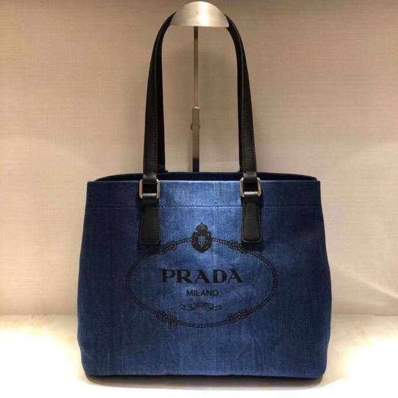 Popularity rising [Prada] Canapa x Leather Tote Bag Copy / Shopping Bag pua30836