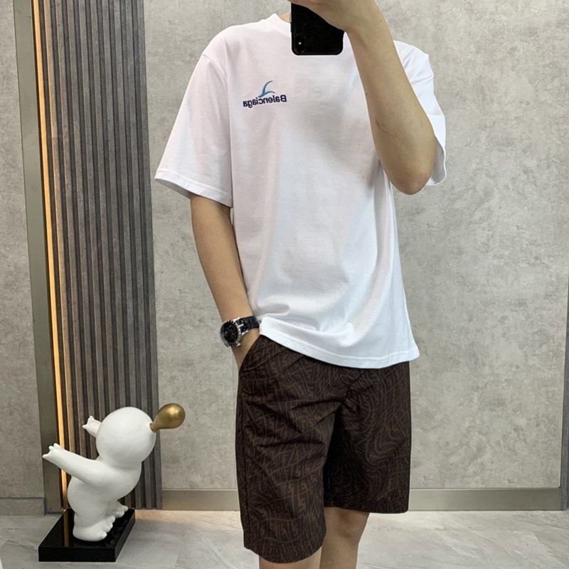 Very popular! Balenciaga replica crew neck logo T-shirt white bao54750