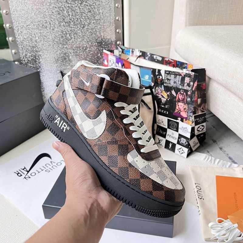 Louis Vuitton Nike Replica Damier Air Force 1 High Top Sneakers Sold Out nab89490