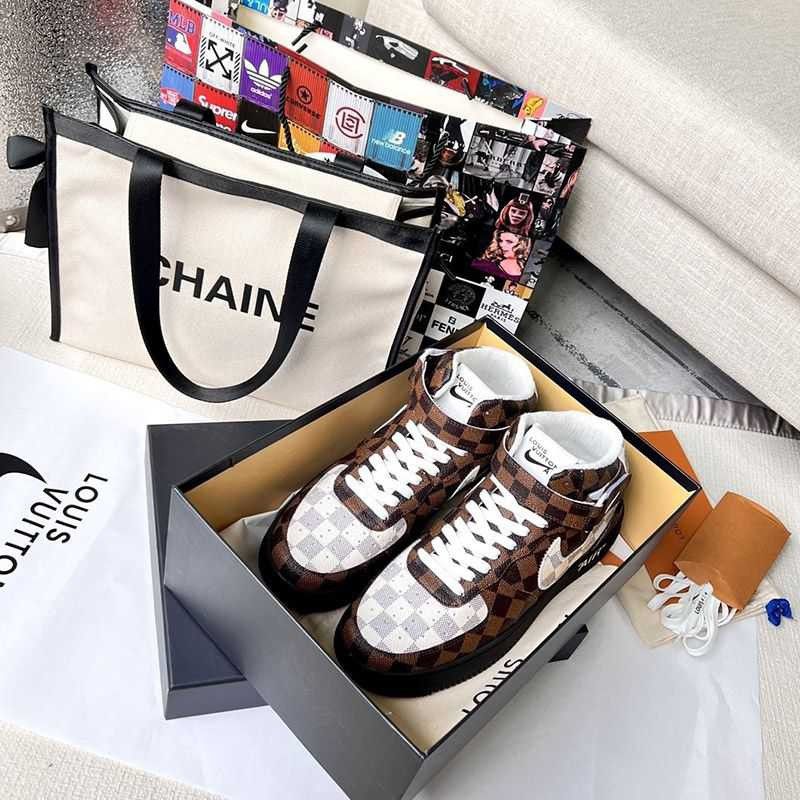 Louis Vuitton Nike Replica Damier Air Force 1 High Top Sneakers Sold Out nab89490