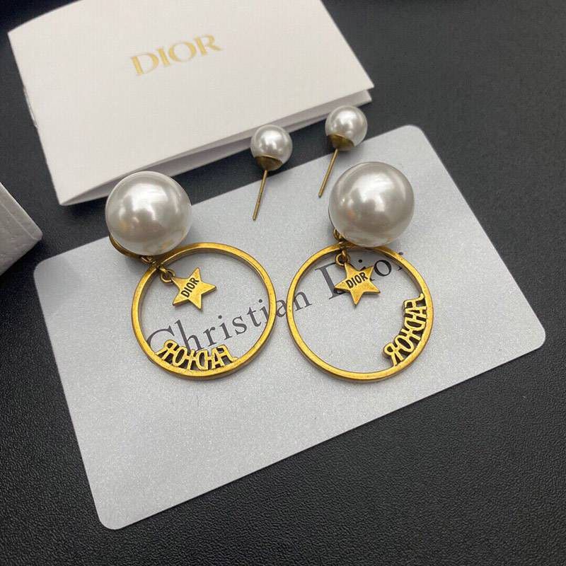 The hot topic! Dior tribal earrings replica metal resin pearl crystal deu02343