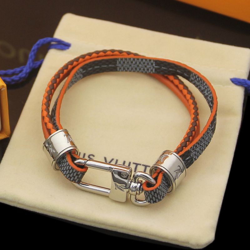 Very popular!! New color Louis Vuitton men's bracelet? LV Treble Monogram fake calfskin M6423E