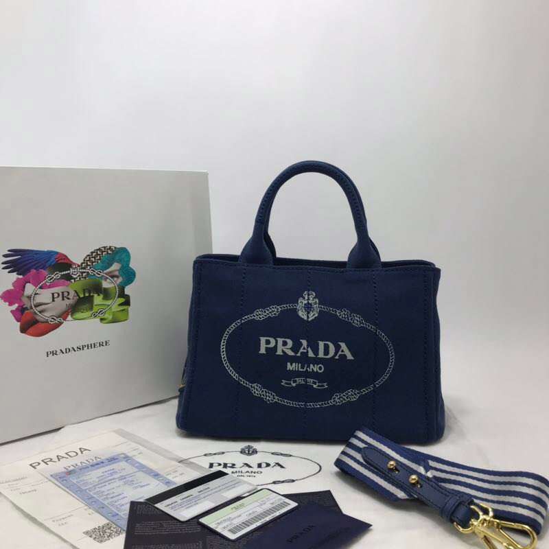 [Prada] Canapa x Leather Tote Bag Replica / Shopping Bag puw75591