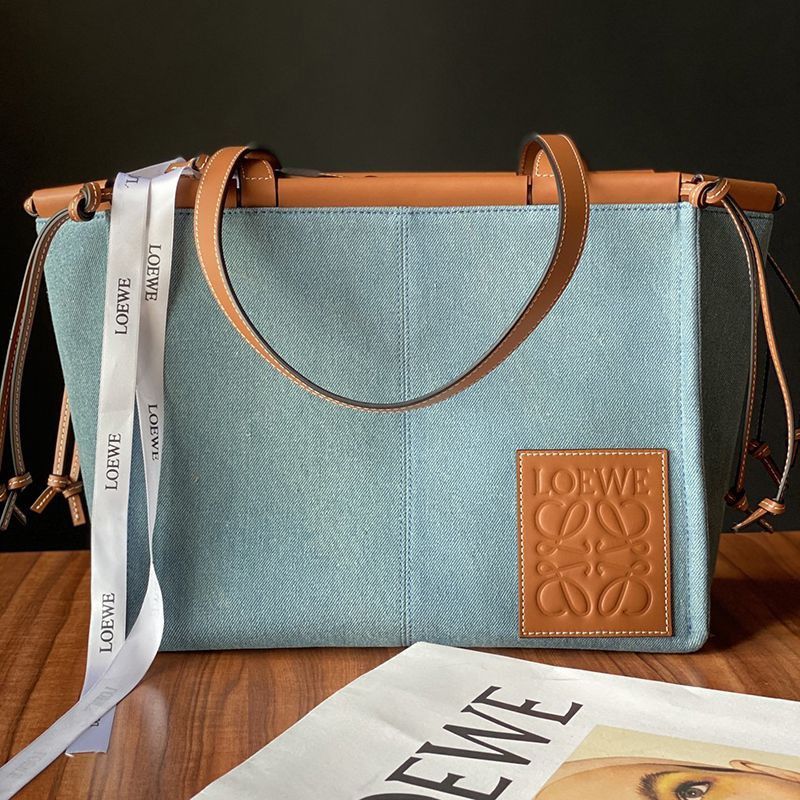 Extremely rare! ★Loewe Cushion Tote Replica Small Canvas & Calfskin lon89678