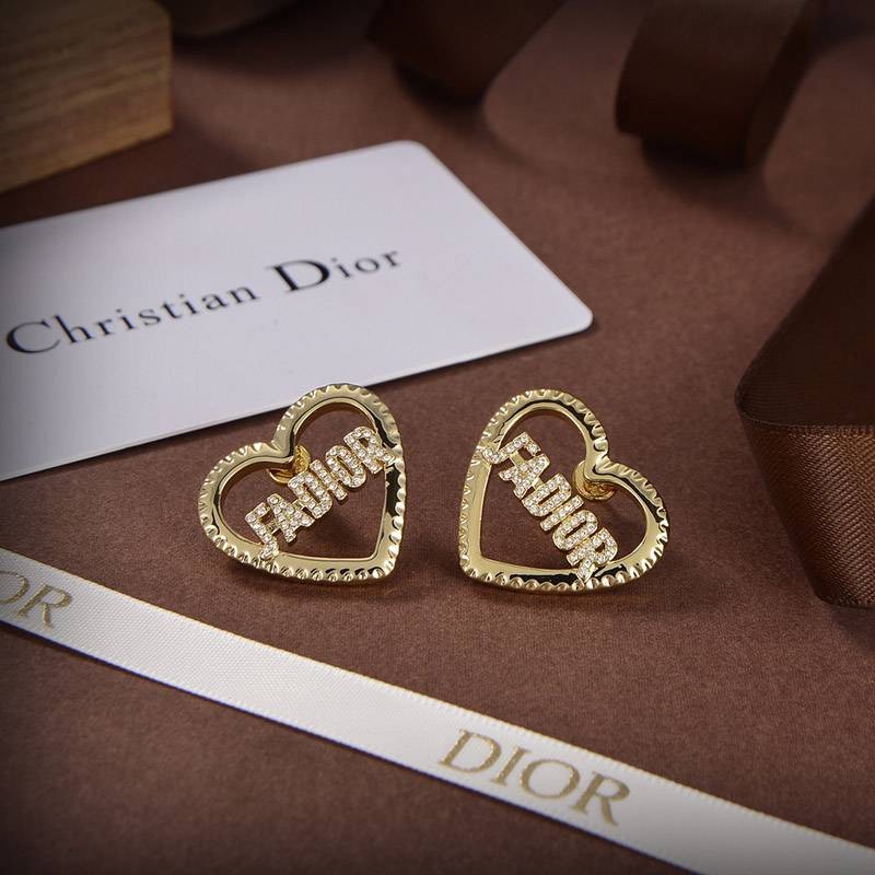 Sold out Dior heart earrings replica yellow gold and diamond deo44545