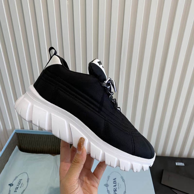 Very popular!! New color Prada double wheel nylon gabardine sneakers fake puk05642