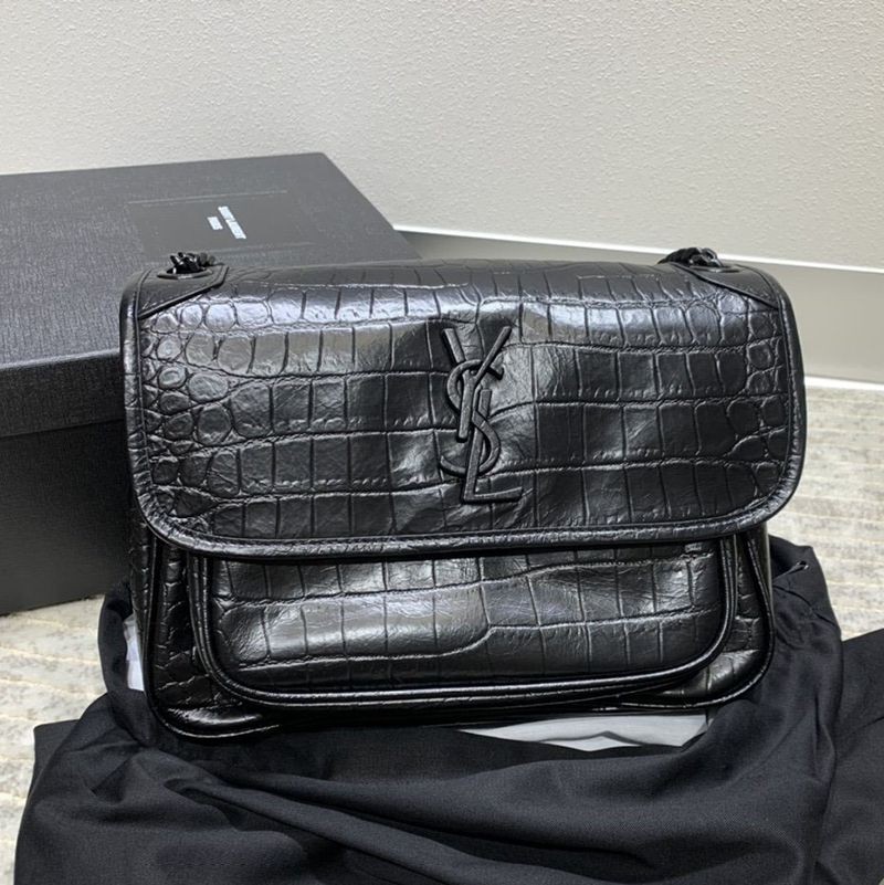 Rare Saint Laurent Shoulder Bag Replica Niki Medium Crinkle Vintage Leather 6331580EN04345