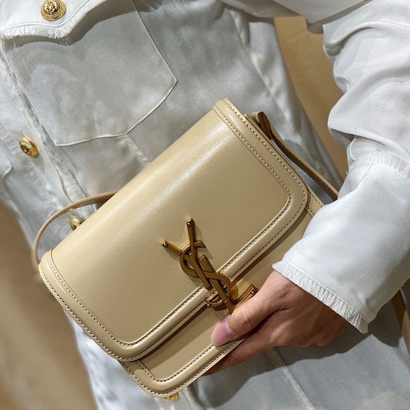 Extremely rare! Saint Laurent shoulder bag, box leather satchel bag, replica Sau61821