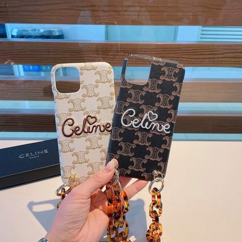 21AW New Celine Triomphe Chain Replica iPhone 12/13 Pro Case Cef49375
