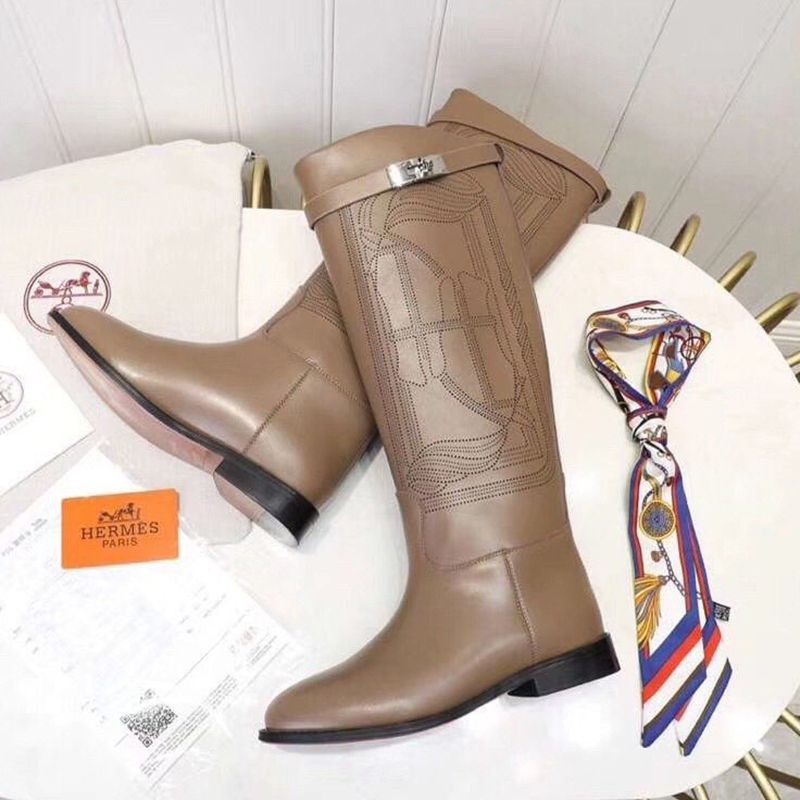 New Hermes Long Boots Copy Stitch Horse Tack Shoes Kelly ero16264