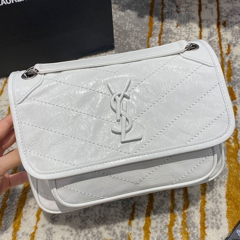 Very popular all over the world? Yves Saint Laurent Niki Baby fake crinkle vintage leather Sao98437