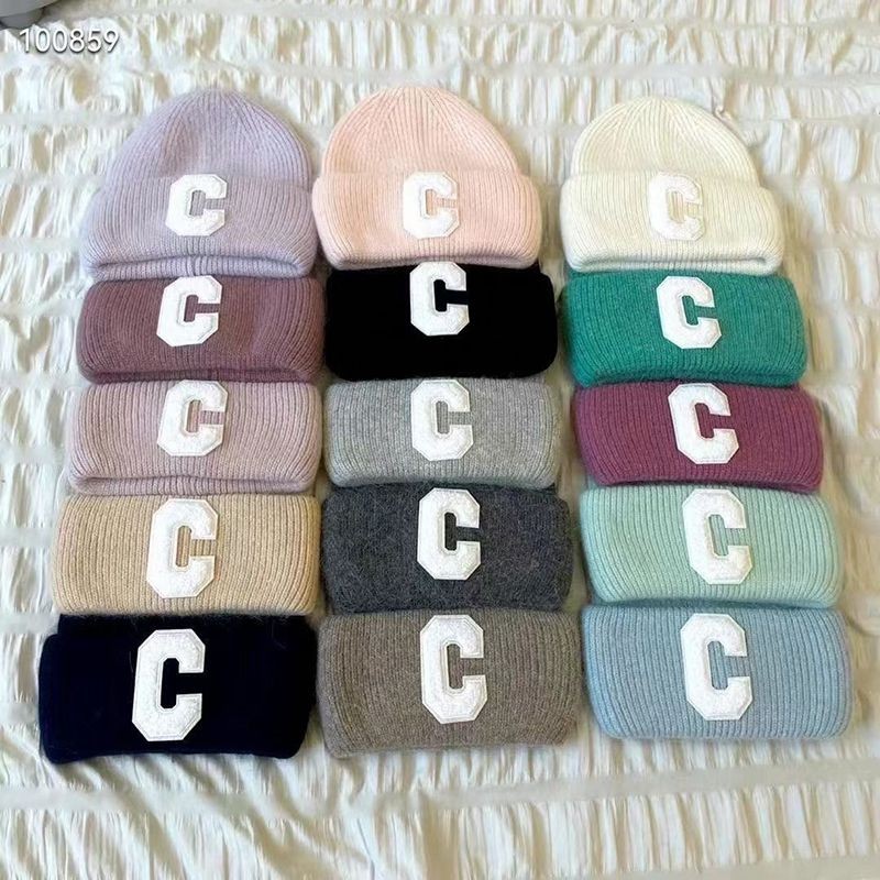 Popular Celine cashmere wool beanie with initials, replica, all colors, Cea33971