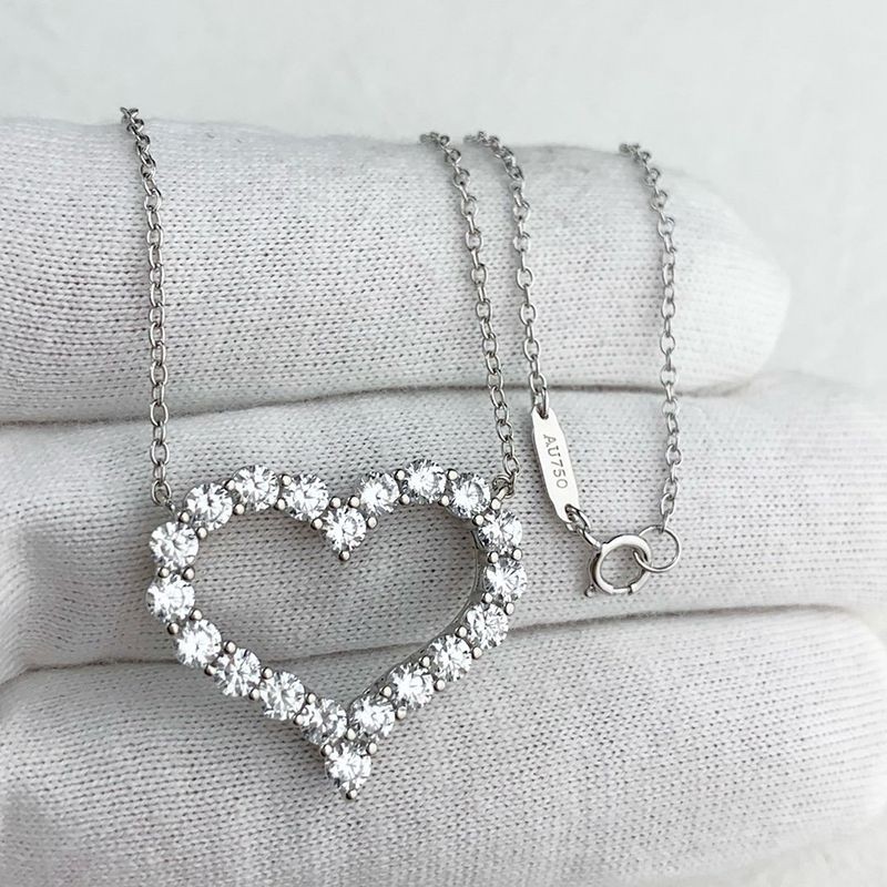 Very popular!! New color Tiffany heart pendant fake diamond platinum Tin89753