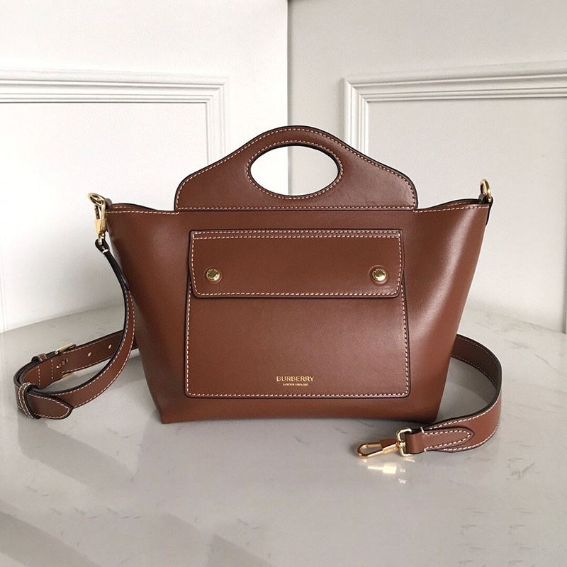 Rare Burberry Mini Topstitched Leather Pocket Bag Replica 3WAY Bat47522