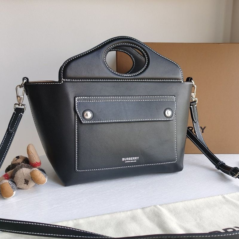 Best Price Burberry Mini Topstitched Leather Pocket Bag Replica 3WAY Ban95323