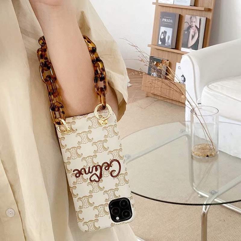Love at first sight? Celine replica ☆ Triomphe chain iPhone 12/13 pro case Cel75519
