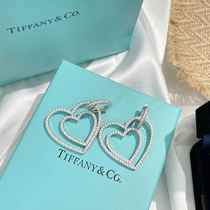 Not available in Japan Tiffany fake open heart hoop earrings [silver] Tia18414