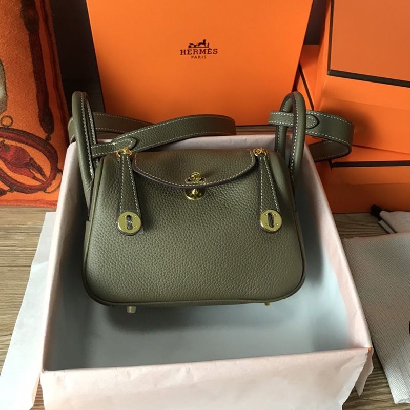 2021SS Hermes Lindy Mini Verso Replica Swift Silver Hardware he26070