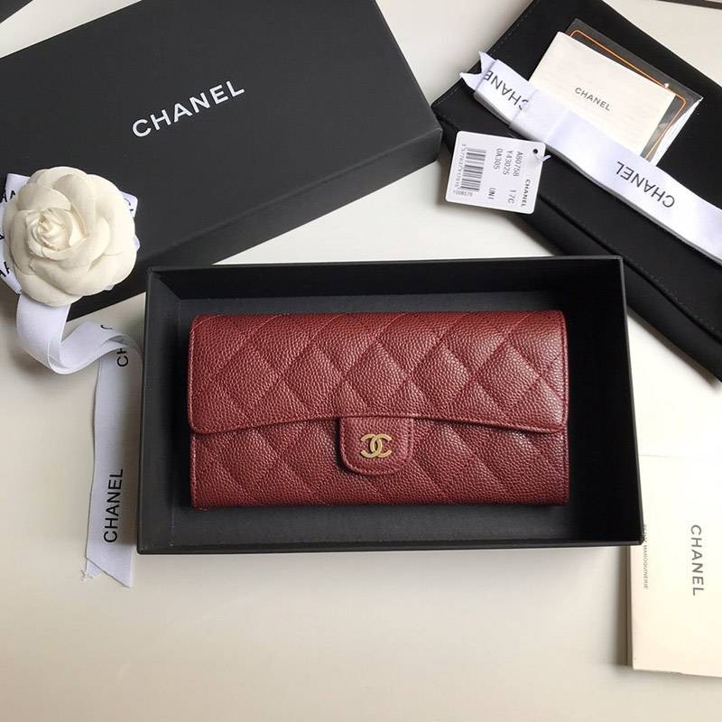 Attention-grabbing! Chanel bi-fold flap wallet replica caviar shn77727