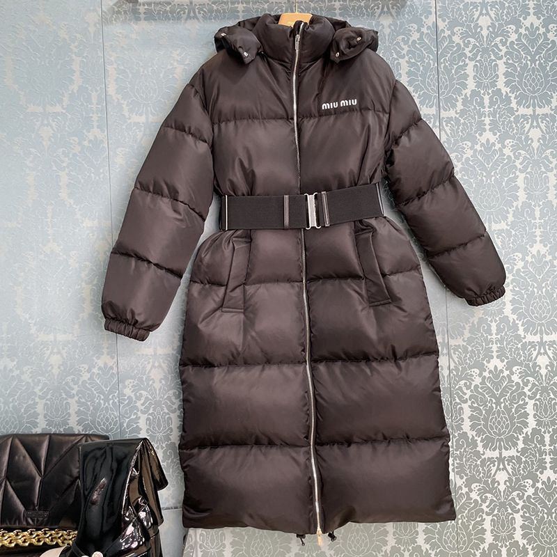 The most popular Miu Miu coat replica ☆ A hooded down coat with a cute ribbon myx61752