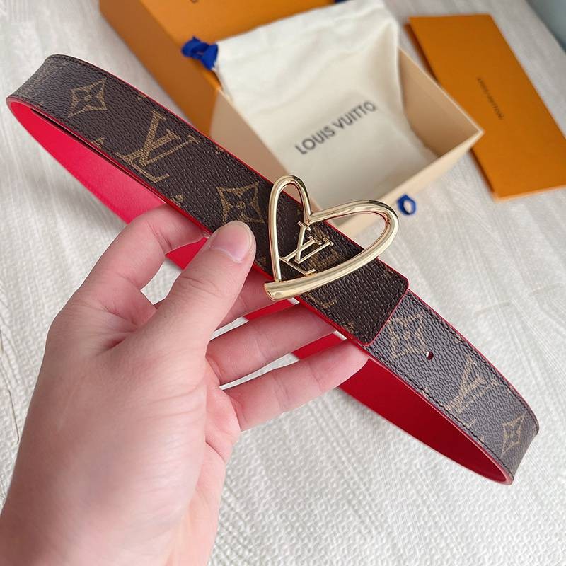 New for Autumn/Winter Louis Vuitton Belt Replica 30MM [Monogram and Heart Tag Combination] vub62578
