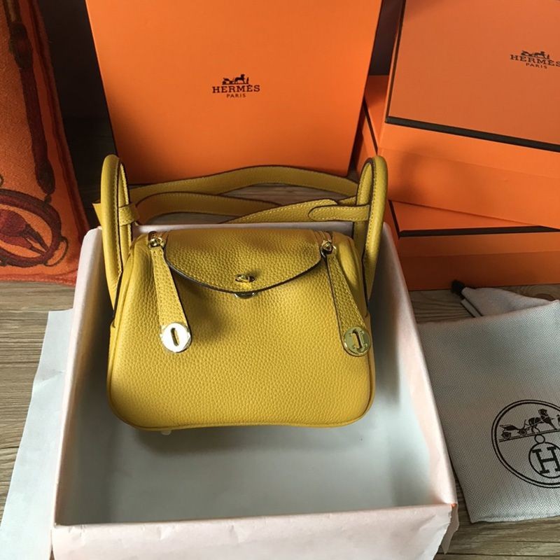 2021SS Hermes Lindy Mini Verso Replica Swift Silver Hardware he26071