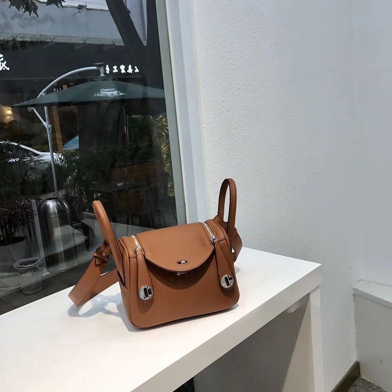 Hermes Lindy Mini Verso Replica Swift Silver Hardware he26036