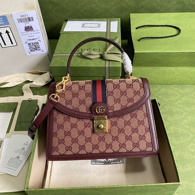 No.1 Popular Gucci [Ophidia Replica] Small Top Handle Bag with Web guk21393