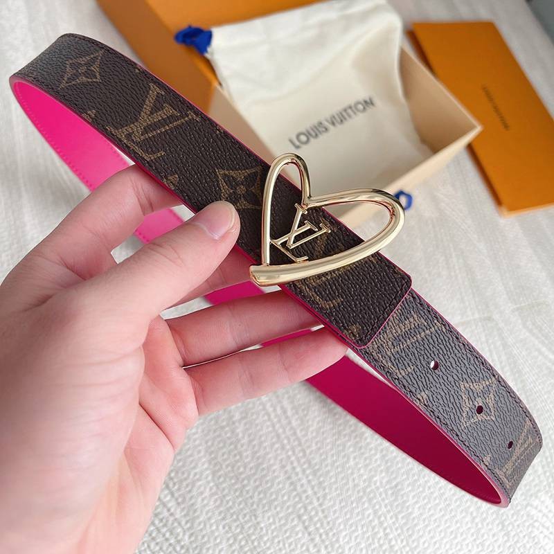 ★Popular in Japan! Louis Vuitton Belt Replica 30MM [Monogram and Heart Tag Combination] vux13533