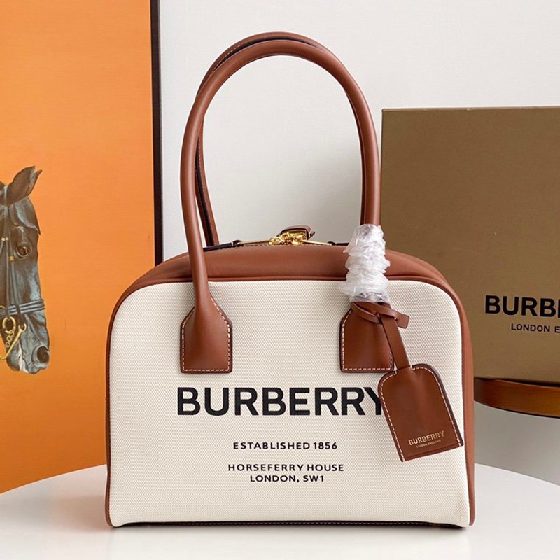 New! [Burberry Tote Bag Replica] Medium Canvas Half Cube Bag Bae80381