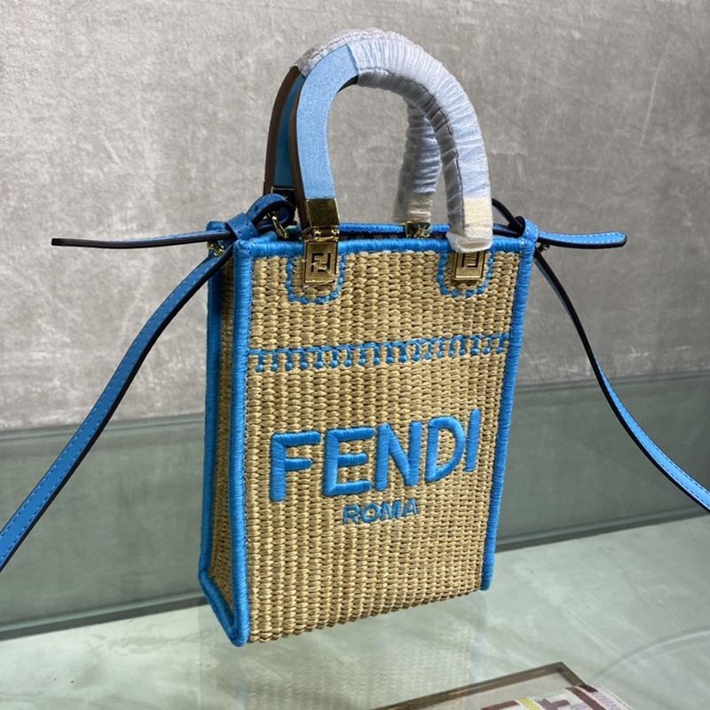Very popular!! New color available now Fendi mini shopper bag replica raffia 8BS051AFQPF1ELX