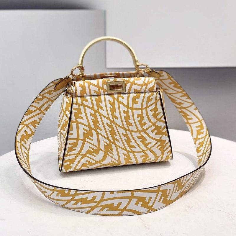 Popular Fendi Peekaboo Replica Mini FF Leather Bag fea83809