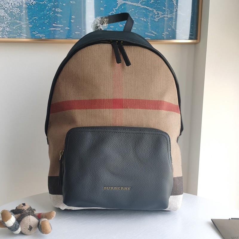 No.1 popular Burberry backpack replica Checked canvas linen leather backpack 40333971