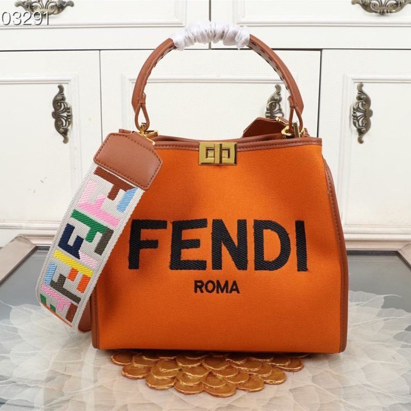 Classic Fendi Peekaboo iSeeU Replica Medium Canvas Bag fev34386