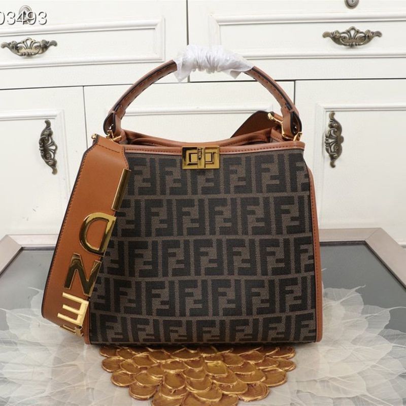 Super Hot Topic! Fendi Peekaboo I See You Replica Medium FF Canvas Bag fei26836
