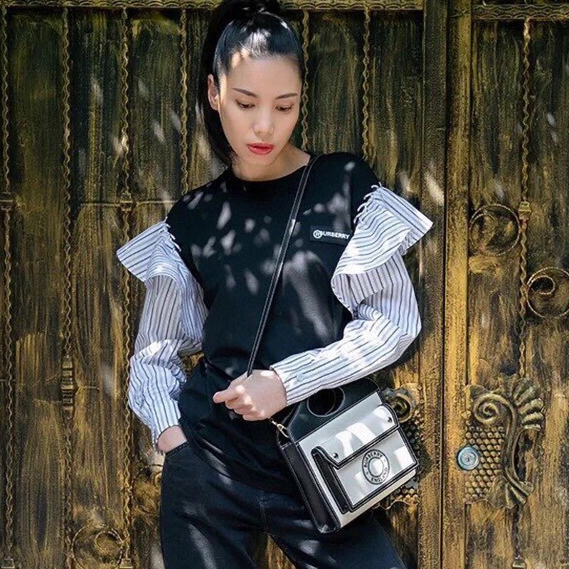 Not available in Japan [Burberry Pocket Bag Replica] Mini Two-tone Canvas & Leather Baj66149