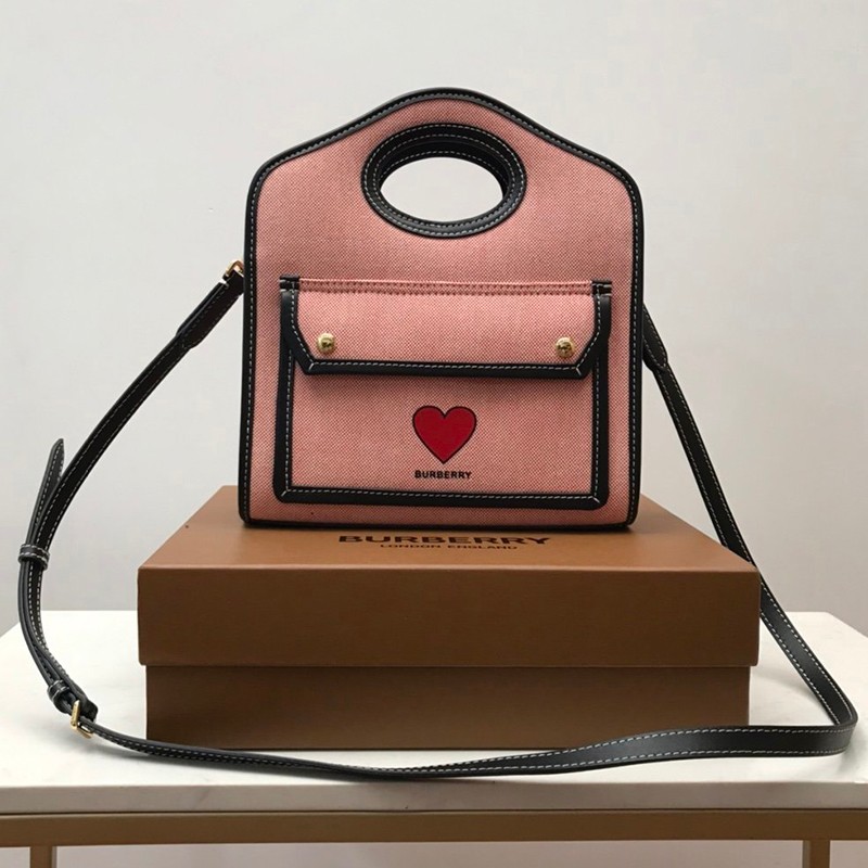 Burberry Pocket Bag Replica Mini Logo Graphic Canvas & Leather BAQ81701