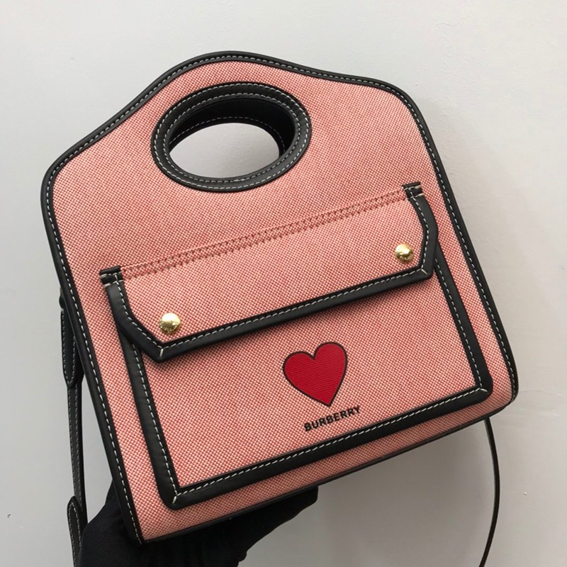 Burberry Pocket Bag Replica Mini Logo Graphic Canvas & Leather BAQ81701