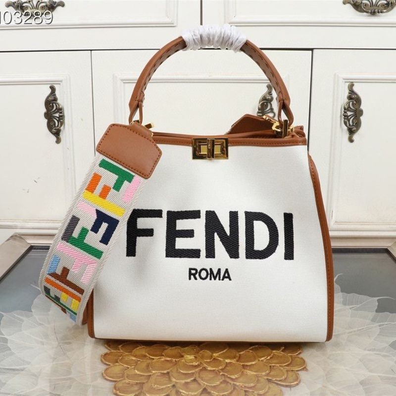 Super Hot Topic! Fendi Peekaboo I See You Replica Medium Canvas Bag fea79588