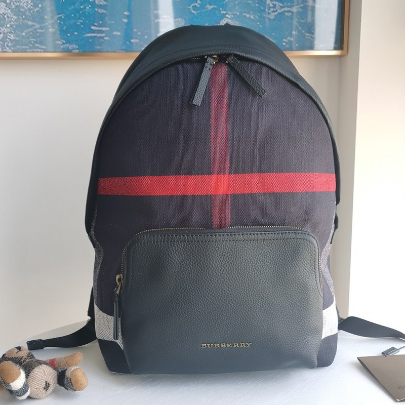 Best price Burberry backpack replica Checked canvas linen leather backpack Bab04295