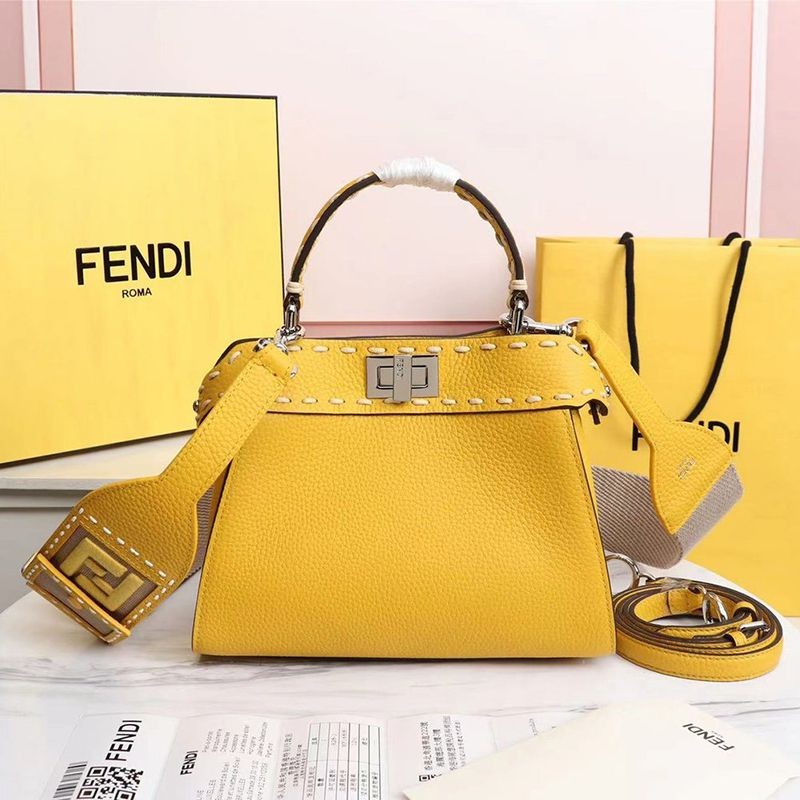 New for Fall/Winter Fendi Peekaboo Replica Mini Full Grain Leather Bag fed53816