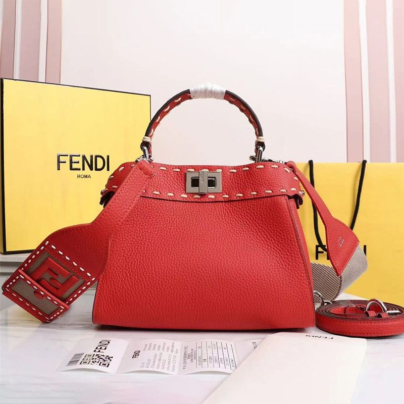 Free shipping Fendi Peekaboo replica mini full grain leather bag fei76775