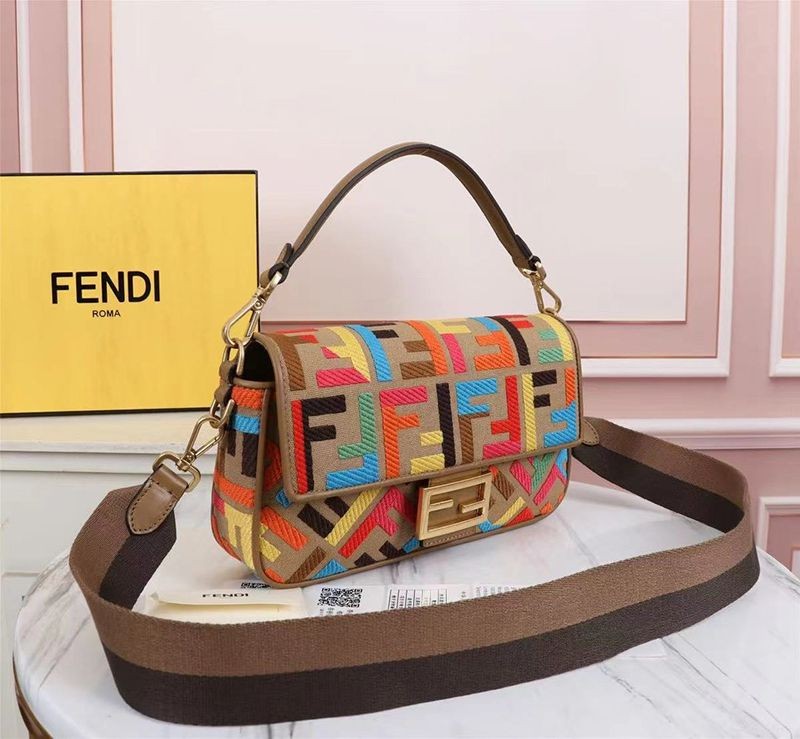The hottest topic! Fendi Baguette Replica Multicolor FF Canvas Bag 8BR600AHW7F18H2