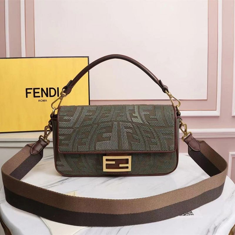 New Spring Fendi Baguette Replica Fisheye FF Canvas Bag feg17784