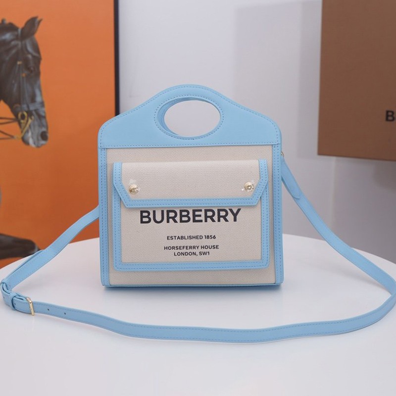 ★Popular in Japan! Burberry Pocket Bag Replica Mini Two-tone Canvas & Leather Baq50582