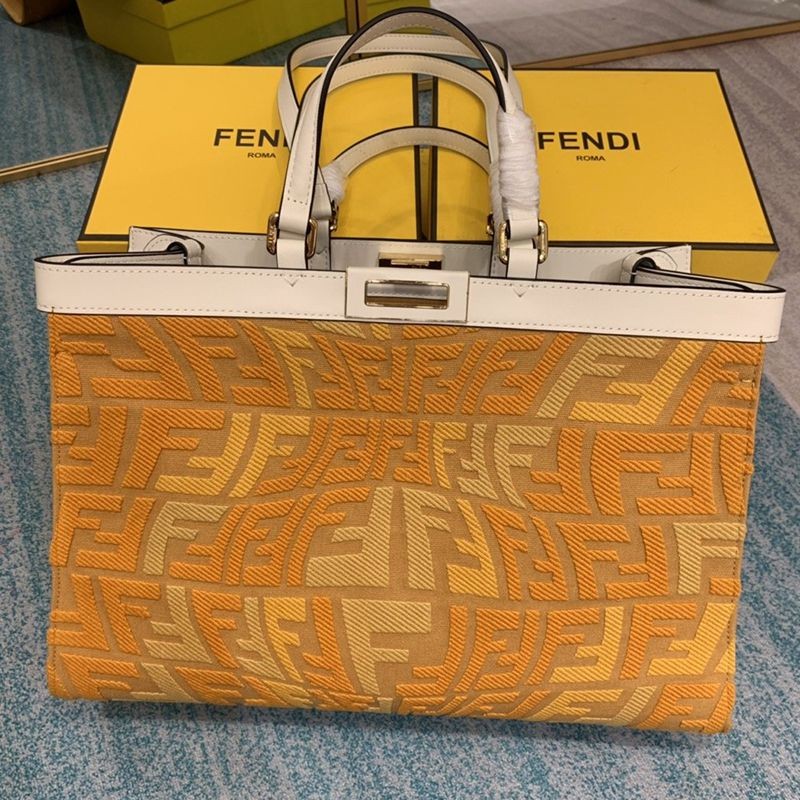 New Spring Collection Fendi Peekaboo X Tote Replica FF Wool Fisheye Bag feh64338