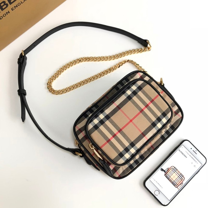 No.1 Burberry Shoulder Bag Replica Vintage Check & Leather Crossbody Bag Bac92995