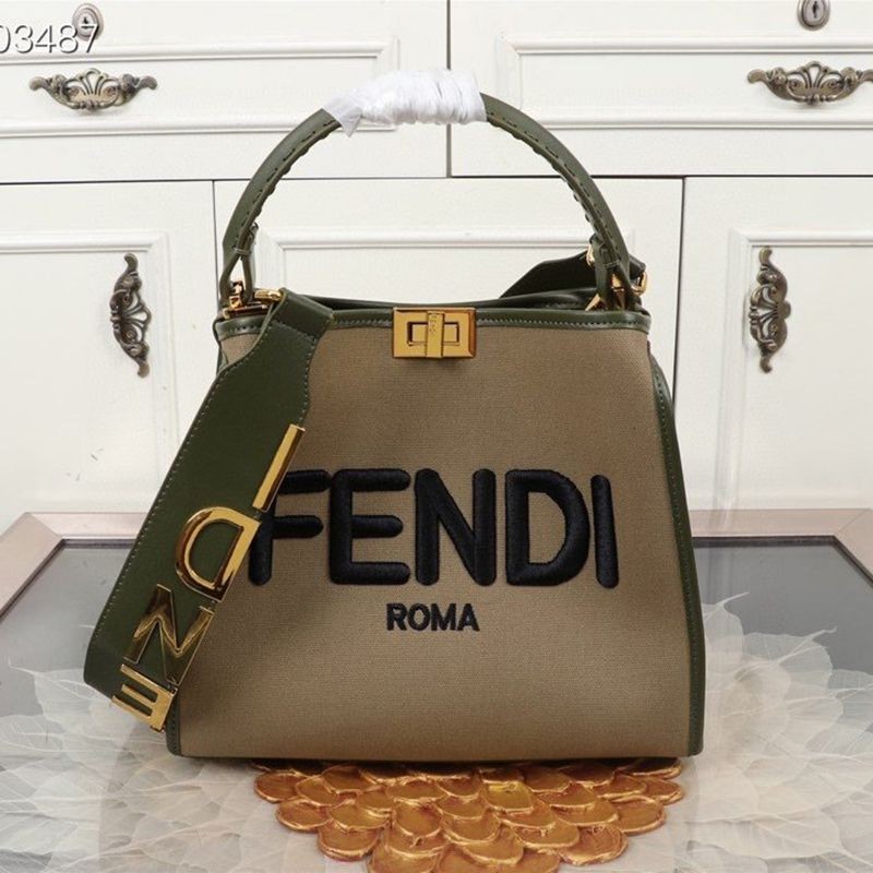 Very popular Fendi Peekaboo I See You Medium Canvas Bag few29859