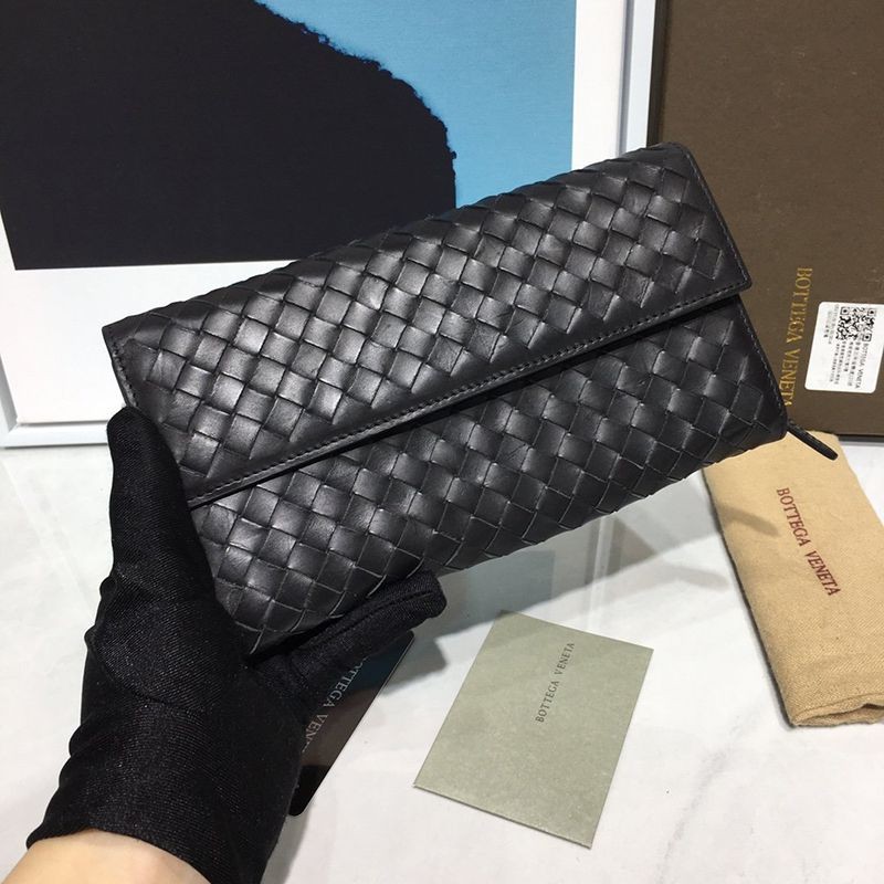 ★Japan!! Popular! Bottega Veneta Replica Intrecciato Lamb Snap Long Wallet bos95960